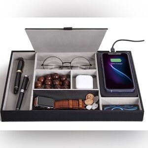 Nightstand organizing charging station.  Great gift for guys or gals (un…